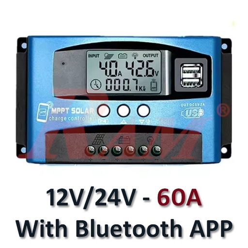 [SC.BL912.MPPT60A] MPPT 60A Solar Charge Controller 12V/24V- With Bluetooth Mobile APP