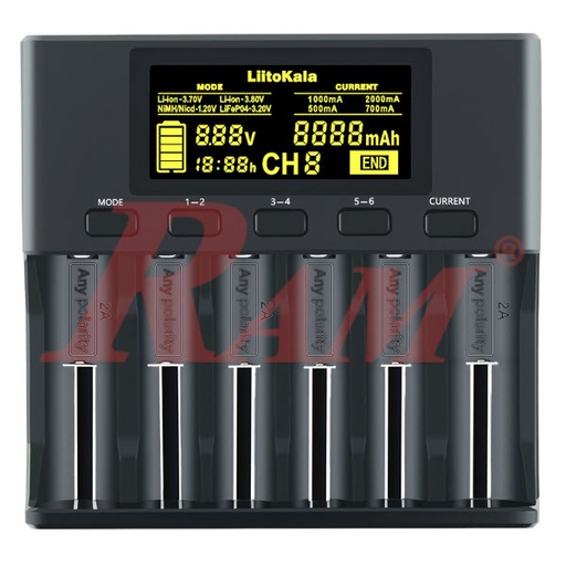 [CHARGER.LIITOKALA.S6] LiitoKala® Lii-S6 Battery Charger Li-ion Battery- 6 Battery Slots شاحن ليتوكالا احترافي 6 بطاريات