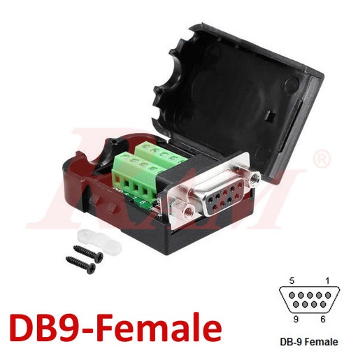 [KIT.DB90.FEMALE] DB9 Female With Cover to Screw Terminal Blocks (SKU#DB90F)