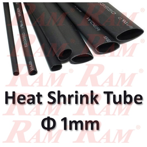 [H.SH.1MM.B] Heat Shrink Φ 1mm - 1 Meter هيت شرنك مكرونة حراري للعزل قطر 1 ملم - طول 1 متر