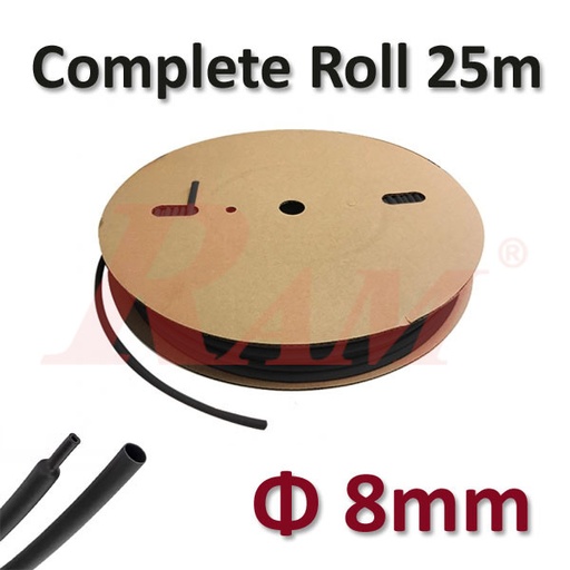 [ROL25.H.SH.8MM.B] Heat Shrink Φ 8mm - 1 Roll 25 Meters