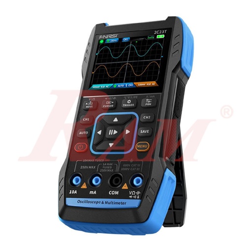 [AVO.2C23T.3IN1.FNIRSI] FNIRSI® 2C23T Handheld Dual Channel 3-in-1 10MHz 50MS/s Oscilloscope + Multimeter + DDS Function Generator