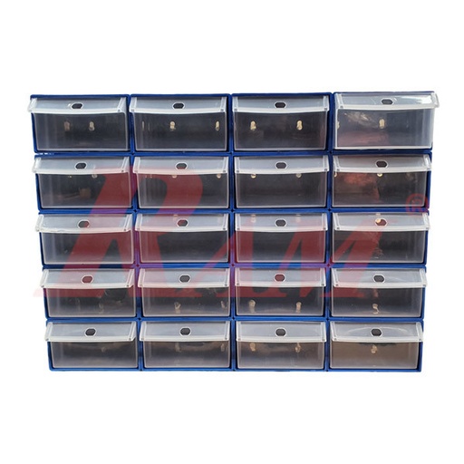[BOX.SG020] 20 Clear Plastic Drawer Set  وحدة ادراج مكونات 20 درج بالفواصل