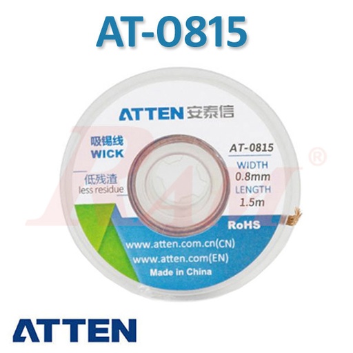 [ATTEN.AT0815.WICKER] ATTEN® AT-0815 Solder Wicker Width 0.8mm Length 1.5m شيلد قصدير لفك لحام المكونات ماركة اتين