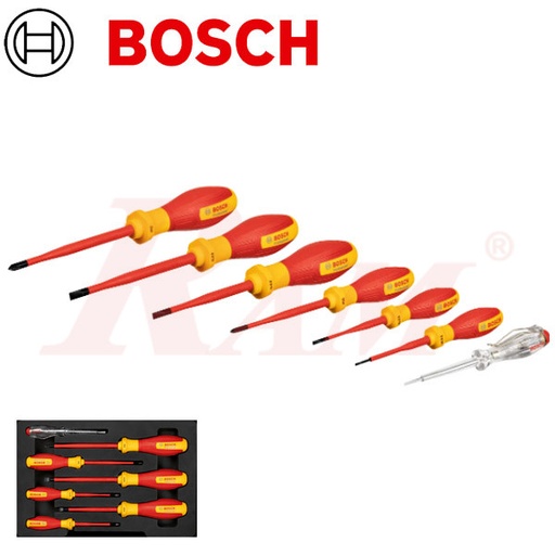 [BOSCH.1600A02NF7] BOSCH VDE Screwdriver Set SL/PH 7 pcs Professional (SKU#1 600 A02 NF7) Insulated 1000V طقم مفكات فولت عالي بوش احترافي
