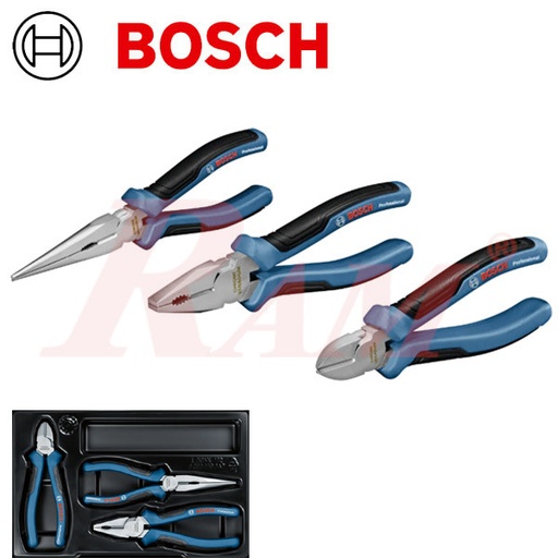 [BOSCH.1600A016BG] BOSCH Pliers Set 3 pcs Professional (SKU# 1 600 A01 6BG) طقم زراديات بوش احترافي – 3 قطع